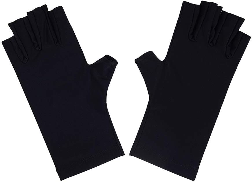 1 Pair Black Anti UV Gloves Nails UV Shield Gel Manicure Glove, Protect Hands from UV Light Lamp Manicure Dryer