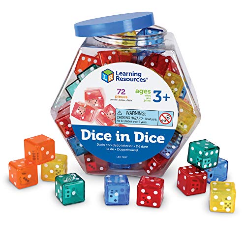 Learning Resources Dice In Dice Bucket, Math Toy, Manipulative, Set of 72, Ages 3+