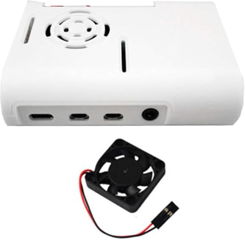 KJ-KUIJHFF - Carcasa de plástico ABS con ventilador de refrigeración para Raspberry Pi 4 modelo B Kit accesorios