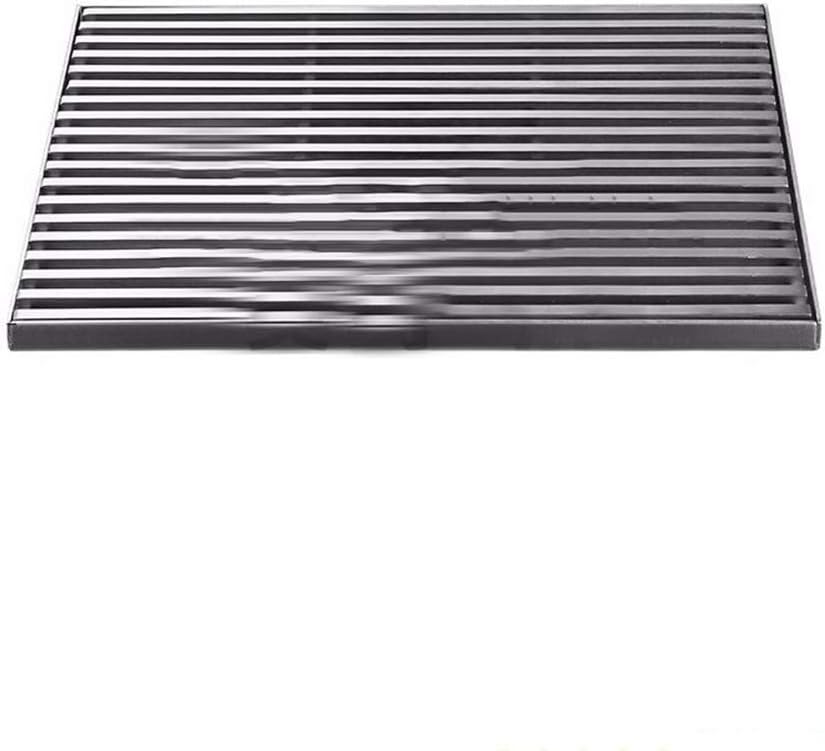 GLYYR Square Floor Drain Brushed 304 Stainless Steel Large Displacement Shower Drain Self-Sealing Deodorant Wetroom Drainage System,30×30cm