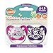 Ulubulu Expression Pacifier Set for Girls, My Mom Rocks and Purple Skull Checker, 6-18 Months