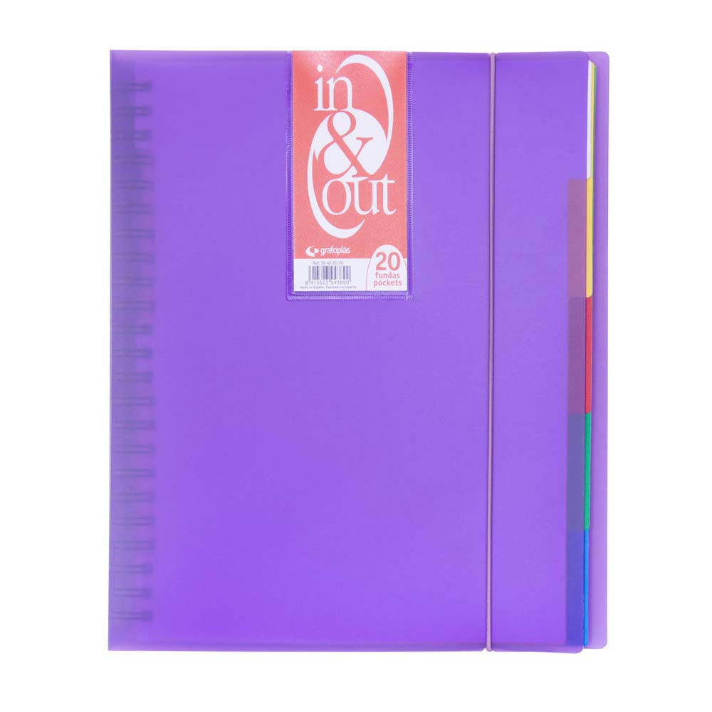 grafoplas 39422035 – Folder, 20 Pockets, in & Out System, A4, Purple