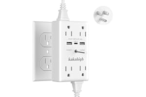 KAKAHIGH Wall Outlet Extender with USB Ports, 1680J Surge Protector Outlet, Multiple Plugs in one Outlet with Screw, LED Indicator, 1875W Electric Outlets Splitter for Dorm Room Office Kitchen, ETL Listed