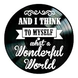 What a Wonderful World Song Lyric Art on a Vinyl Record Album Wall Decor