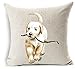 Cotton Linen Cute Funny Various Pet Dogs Human Friends Labrador Golden Retriever Throw Pillow Covers Cushion Cover Decorative Sofa Bedroom Living Room Square 18 Inches