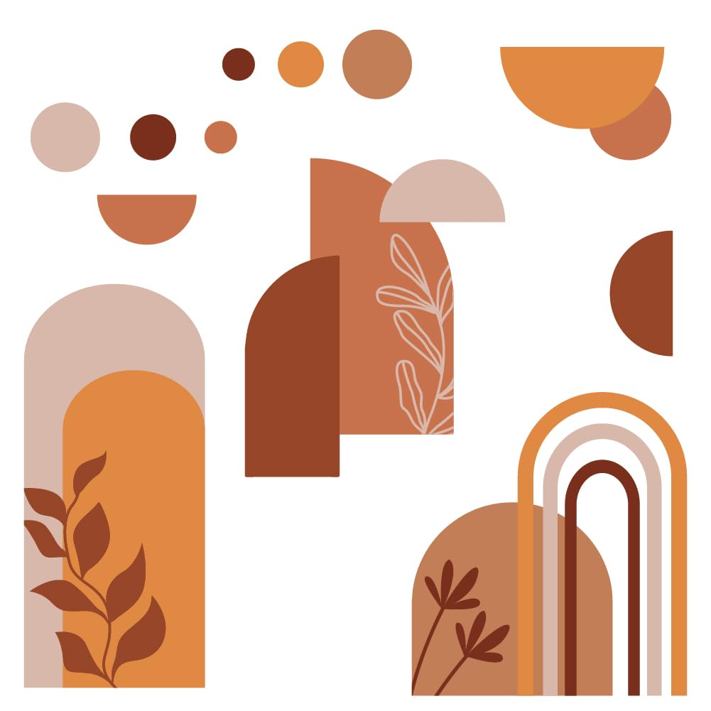 SUPERDANT Bohemian Wall Stickers - Boho Plants, Geometry Mountains, Tree Woodland Peel and Stick for Bedroom, Living Room Decor