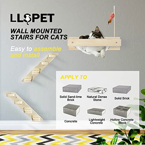 LLSPET Cats Wall Mounted Stairs, Wall Climbing Shelf with 4 Steps