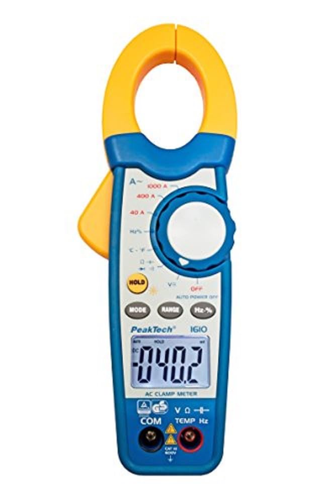 PeakTech 1000 A AC Current Clamp Electrical Tester – 3999 – Digits Voltage Continuity Tester Multimeter/Voltmeter/Diode Test Thermometer Capacity Test – 1 x P 1610