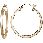 Hoops & Loops - Sterling Silver 30mm or 35mm High Polished Square Tube Click Top Hoop Earrings | Sterling Silver, Yellow & Rose Gold Flash Plated