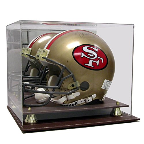 Exective Acrylic Brown Leather Base Football Helmet Display Case