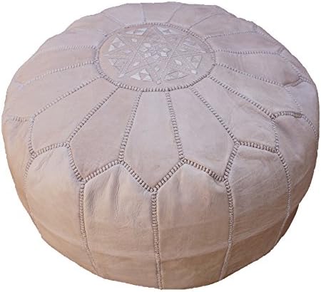 POUFATI Moroccan Leather Pouf Ottoman Unstuffed, Natural Tan