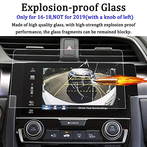 Only for 2016 2017 2018 Honda Civic,BUENNUS Tempered Glass Screen Protector for 10th Generation Honda Civic EX EX-L EX-T Touring Si Type R Hatchback 7-inch Ladder-Shaped GPS Cover Protective Film - Thumbnail 2