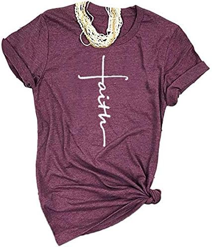 Enmeng Womens Causal Faith Printed T-Shirt Christian Graphic Tees
