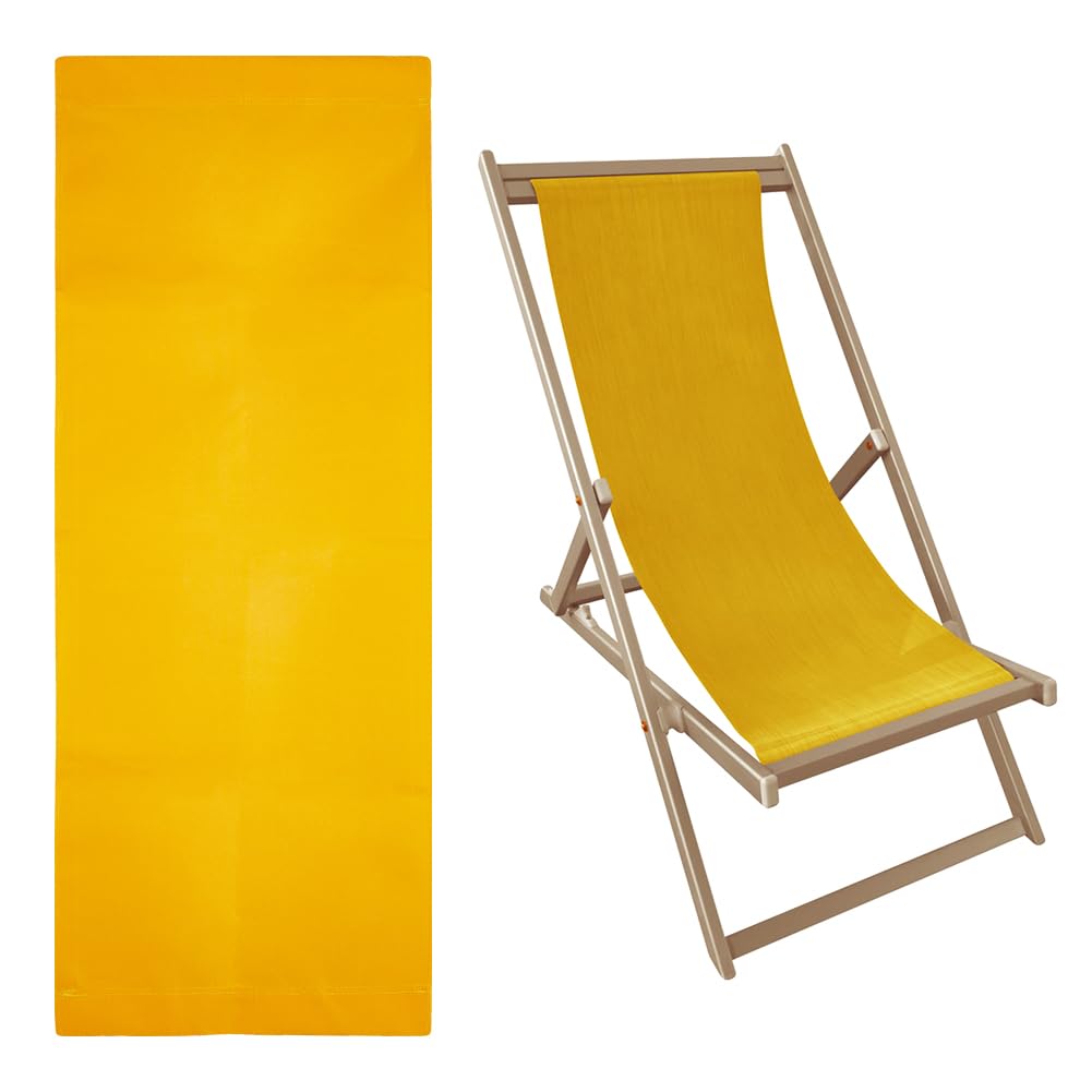 Hobbspring Beach Chair Replacement Fabrics 115x43cm Sling Chair Replacement Canvas Yellow Patio Sling Chairs Cloth Outdoor Folding Chairs Fabric for Home Beach Garden Courtyard