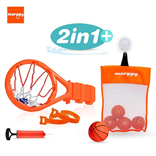 Bath Toy Basketball Hoop and 5 Balls Playset (2 in 1 Design) Bathtub