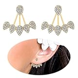 Ear Stud Crawler Earrings Cuff Climber Ear Wrap Pin Cute Women Vine Chandelier Rhinestone Clip on Jewelry Golden Plated