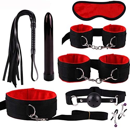 8 Pcs/Set New Plush Nylon Leather Kit Alternative Special Bundled Binding Set, Yoga Nylon Leather Suit Sexy Suit Plush Set Sexy Toy Suit SM Kit for Couple Adult