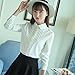 ETOSELL Womens Button Down Shirt Long Sleeve White Cotton Peter Pan Blouses White Collared Dress Shirt with Bow Tie