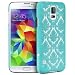 Galaxy S5 Case, GreatShield [TACT Damask Design] SLIM FIT Flower Pattern Rubber Coating Hard Snap On Cover for Samsung Galaxy S5 S V (Teal / Mint / Green)