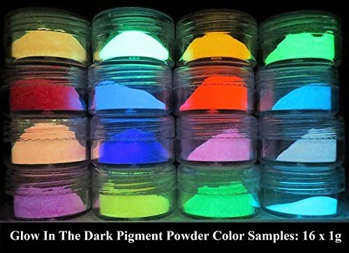 ULTIMATE GLOW in The Dark Pigment Powder for Your Wonderful Collection of Art and Craft Supplies for Kids and Adults. Make Glow in The Dark Slime!!! (1g x 16 = 16g, Multi-Color Sample Pack)