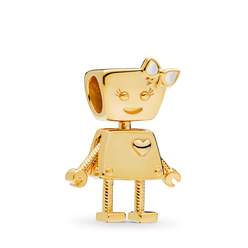 FGT Gold Bella Robot Charm for Bracelet Necklaces Pendants Dangle Charm Gift for Women Sister Mum Girls Best Friend Family Granddaughter Daughter Girlfriend BFF Birthday Valentine
