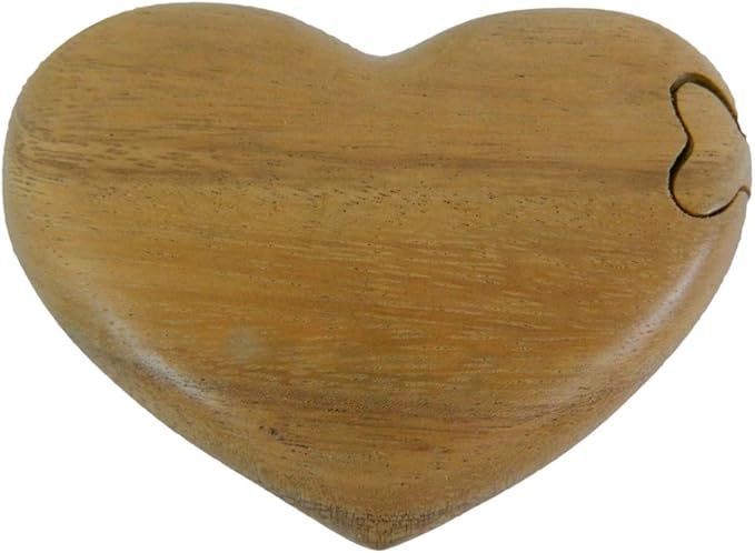 Corazón de madera rompecabezas caja de talla - diseño de un solo corazón: Amazon.es: Hogar