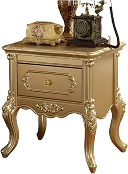 Amazon Com Nightstand European Style Bedroom French Solid Wood Chest Of Drawers Small Champagne Gold Bedside Cabinet Modern Mini Nightstand Furniture Decor