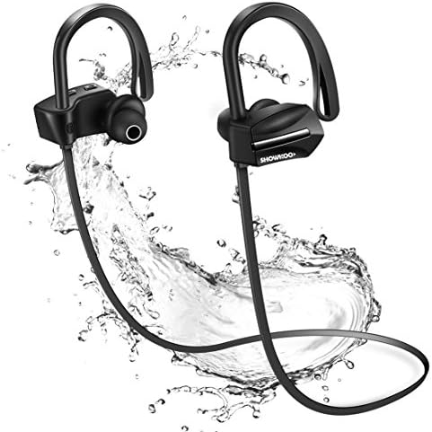 SHOWKOO Bluetooth Headphones, Siri Activated Wireless Sports Earphones w/Mic IPX7 Waterproof HD Stereo Sweatproof Earbuds for Gym Running Workout 9-11 Hours Battery Noise Cancelling (black025)
