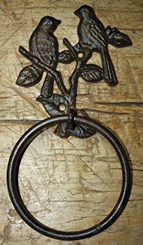 Cast Iron Antique Style Bluebird Door Knocker Towel Ring Holder Bird