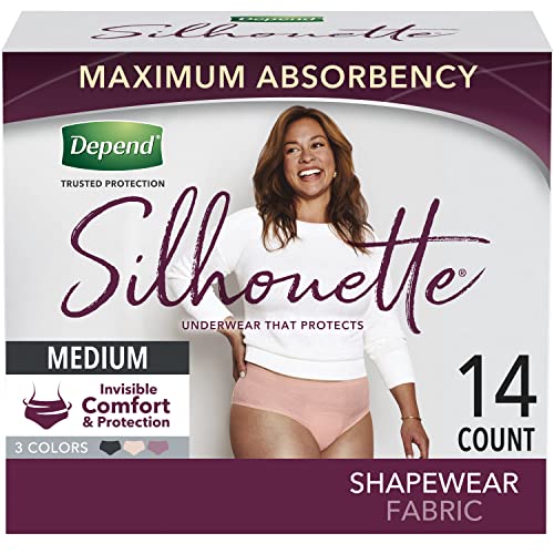 Depend Silhouette Adult Incontinence and Postpartum Underwear for Women, Medium (3242" Waist