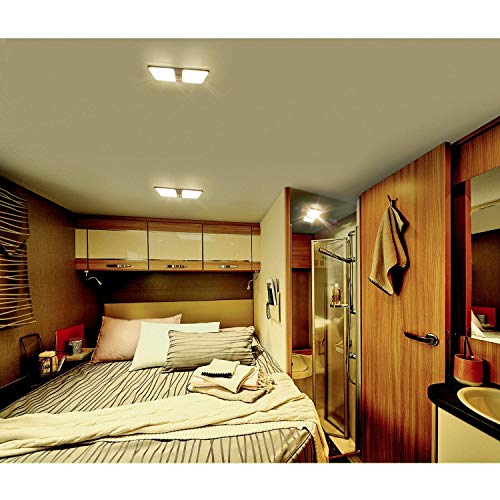TURN RAISE Upgraded DC 12V RV LED Ceiling Double Dome Light, 48 Pcs LED Super Bright RV Interior Lighting for Car/RV/Trailer/Camper/Boat,Warm White 600 Lumens,1 Pack