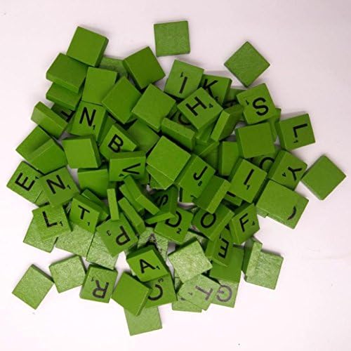 Scrabble Tiles Wood Craft Letters Word Tiles For Scrap Booking 100 Pieces (Green)