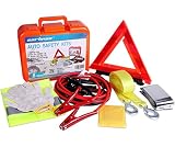 CARTMAN Roadside Assistance Auto Emergency Kit Set, Jump Cables 6Ga + Tow Belt 4500Lbs, in Carry Box