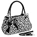 MG Collection Tweed Floral Bow Shoulder Bag, Black, One Size