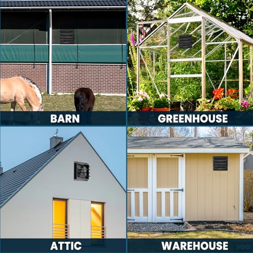 HG Power 300mm Shutter Exhaust Fan with Speed Controller 1300m³/h Wall Mounted Extractor Fan with Mesh Screen Low Noise Shed Exhaust Fan for Ventilation Use, Basement, Gable, Chicken Coop, Black