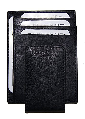 Improving Lifestyles Leather Black Magnetic Money Clip Window ID FREE Organza Gift Bag. SUN2892CFBK