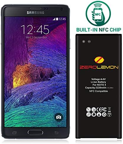 ZeroLemon Note 4 Battery Compatible with Galaxy Note 4 3220mAh Slim Battery with NFC for Galaxy Note 4 [N910, N910U LTE, at&T N910A, Verizon N910V, Sprint N910P, T-Mobile N910T]