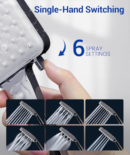 Newentor Shower Head and Hose[TESTSIEGER], High Pressure Shower Head with 6 Modes, Universal Water Saving Large Showerhead with 1.5M Hose, Silver