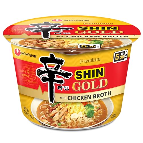 NONGSHIM GOURMET SHIN GOLD, 3.56 OUNCE (PACK OF 6), RICH SPICY CHICKEN BROTH, SAUCE PACKET, PREMIUM MICROWAVABLE INSTANT RAMYUN SOUP MIX, SAVORY & RICH