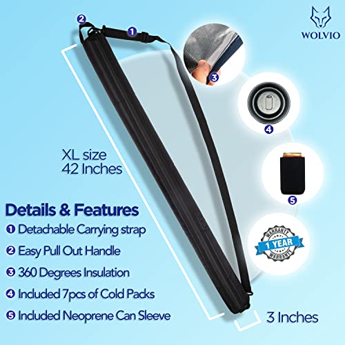 Upgraded Golf Beer Sleeve for Golf Bag with 7 Reusable Cold Packs XL