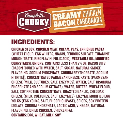 CAMPBELL’S CHUNKY CREAMY CHICKEN BACON CARBONARA SOUP, 18.8 OZ CAN