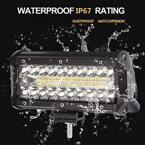 12v LED Strip Light, JAHURD 240W 7" Three Row LED Spot Floodlight Combination Beam Off-Road Driving Fog Light Illumination For Truck Jeep Pickup 4x4 SUV QUAD Boa - Thumbnail 4