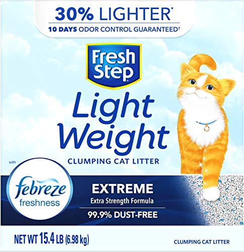 FRESH STEP LIGHTWEIGHT EXTREME SCENTED LITTER WITH THE POWER OF FEBREZE, CLUMPING CAT LITTER, 15.4 POUNDS (PACKAGE MAY VARY)