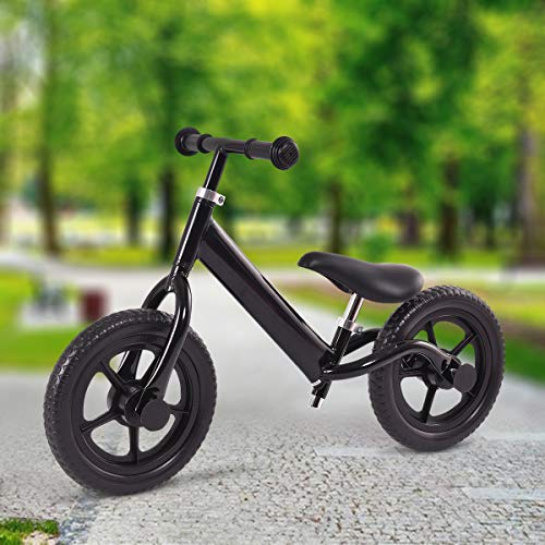 Costzon Balance Bike, 12-Inch Classic Lightweight No-Pedal Walking Bicycle w/Height Adjustable Seat and Handle, for Kids and Toddlers Age 2-7 (Black)