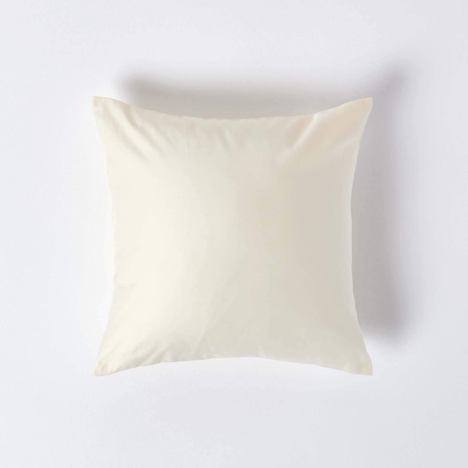 HOMESCAPES 1000 Thread Count Egyptian Cotton Cream 40 x 40 cm Pillowcase Euro Size Luxury Pillow Case