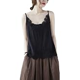 NFYM Women's V Neck Sleeveless Lace Embroidered Undershirt Cotton Spaghetti Strap Layering Camisole Cami Tank Top