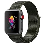 INTENY Sport Band Compatible for Apple Watch 42mm, Breathable Nylon Sport Loop, Strap Compatible for iWatch Series 3, Series 2, Series 1 (Cargo Khaki, 42mm)