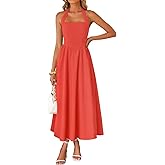 ZESICA Women's Summer Sleeveless Halter Midi Dress 2026 Off Shoulder High Waist Flowy Beach Wedding Guest Long Dresses
