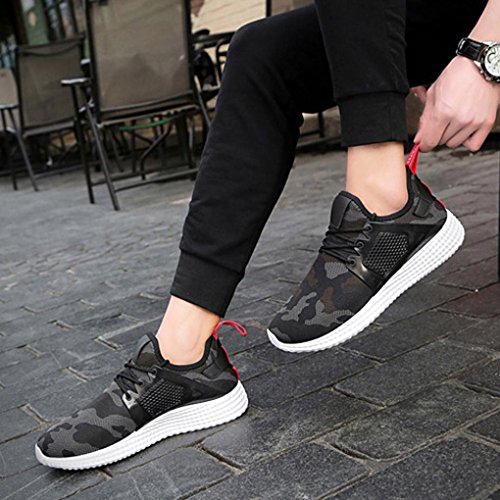 Tenworld Men's Fashion Sneakers Breathable Athletic Casual Sports Running Shoes (8, Black) - Thumbnail 3