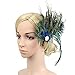 Auranso Flax Hair Clip Feather Party Fascinator Headband Green Green